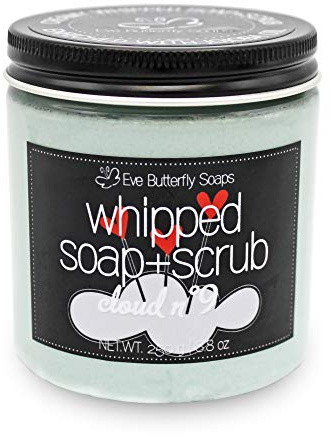 Whipped Soap+Scrub Cloud Nr. 9 (250 g) - Cremeseife | Dusch Peeling, Zucker Peeling, Duft nach Rose, Jasmin & Lilie