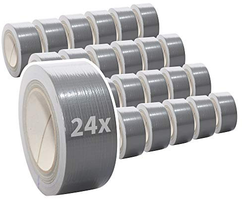 24 Rollen Gewebeband in silber | Panzertape | Panzerband | Klebeband | Gaffa Tape | 50mm x 50m, Farbe:silber