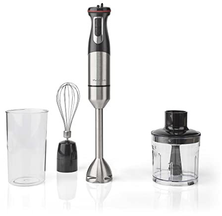 NEDIS Batidora de Mano Batidora de Mano | 800 W | Acero Inoxidable Aluminio/Negro 1.10 m