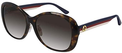 GUCCI Womens GG0849SK Sunglasses, Havana-Blue-Brown, 59
