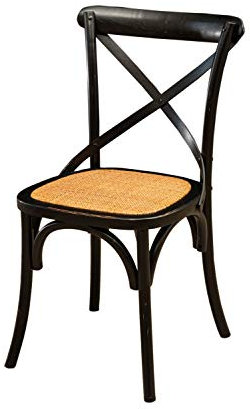 Biscottini Holzsthul 48x42x88 cm aus massiver Esche und Rattansitz mit gealterter Holzoberfläche - Esszimmerstühle aus verwittertes Holz - Vintage Stuhle Made in Italy