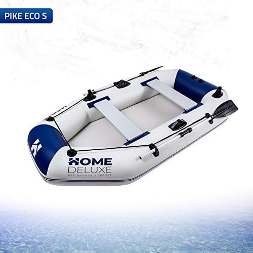 HOME DELUXE - Schlauchboot Pike Small inkl. Motor - Material: strapazierfähiges PVC- Maße: LxB ca. 230 x 128 cm - für bis zu 3 Personen | Beiboot, Motorboot, Ruderboot