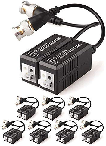 16x CCTV passivo Video Balun BNC Connettore Adattatore Trasmettitore e Ricetrasmettitore, Maschio BNC a Easy Press-Fit UTP CAT5/5e/6/6e Cavo per CCTV DVR Sistema di Telecamere (8 paia)