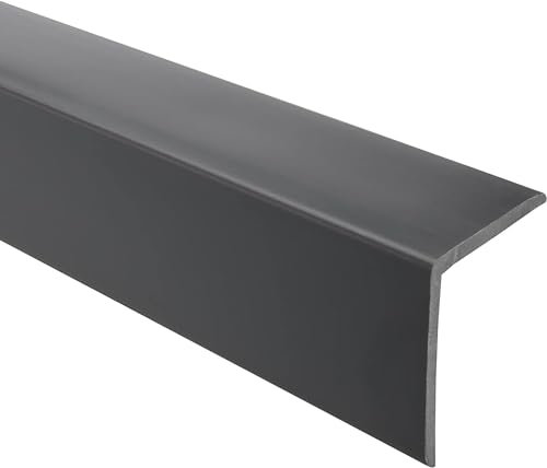 Quest Cornière PVC 27x27mm – Baguette d’angle de protection, profilé autoadhésif – Protection et rebords, souple autocollant – Gris foncé, 200cm