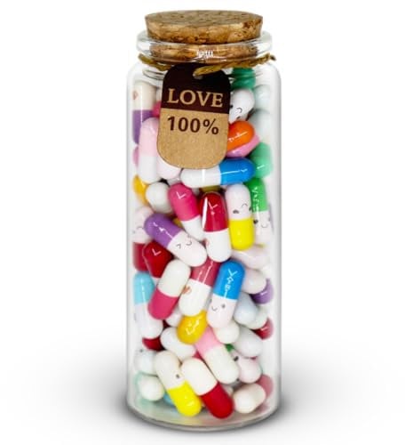 Mczcent 100 Stück Nachricht Kapsel Buchstaben in Einer Flasche, Message Capsule Flaschenpost Briefkapseln für Freund Freundin Valentinstag