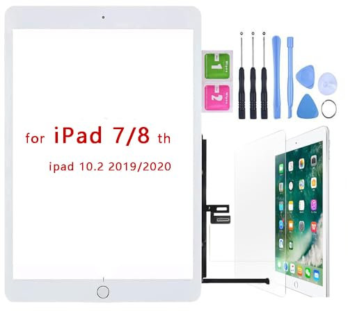 Hedywei Schermo Tattile di Ricambio per iPad 7 Gen A2197 A2198 A2200 (2019 10.2 inch) Touch Screen Digitizer con Kit utensile (Bianco)
