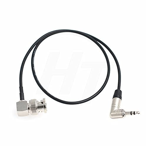 HangTon Timecode Cable Right Angle 3.5mm Mini Jack to BNC for Tentacle Sync to Camera and Mixer 8''