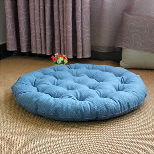 Futon Japanisches Kissen, großes Leinen, Tatami, Bodenkissen, Thicken Tufted Baumwolle, Unifarben, Bodenkissen, Yoga, Zafu-Kissen, Meditationskissen, Balkon, Außen, Himmelblau 40 x 40 cm