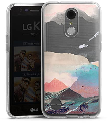 Custodia di Silicone Compatibile con LG K10 (2017) Custodia Trasparente Cover per Smartphone Trasparente Montagna Trasparente Dipingere
