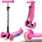 Cutemelo Trotinette Enfant 3 Roues de 3 à 12 Ans Trottinette Trois Roues avec LED Lumières Clignotantes et Guidon Réglable en Hauteur Scooter Antidérapant pour Filles et Garçons (Rose)