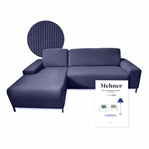 KALINU Mehner® Sofabezug L Form Dunkelblau Sofa Überzug Sofaschoner Couch Überzug Sofaüberwurf Couchbezug 2tlg. 180-220 cm