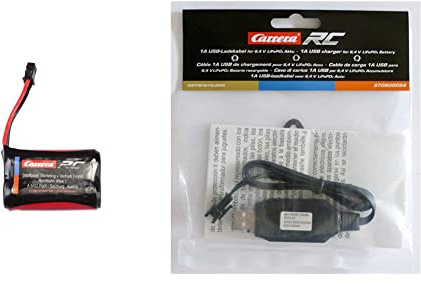 Carrera RC LiFePo4 AKKU 6,4V 900mAH 9,5A & RC USB Cable 1A for LiFePo4 6,4V Batteries 370600054 Schwarz