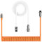 XINMENG G213 Pro Cable de teclado en espiral, cable USB tipo C, tipo C a USB A, cable de teclado mecánico de TPU con conector de aviador desmontable para teclado/teléfono para juegos (blanco/naranja)