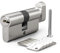 Bwintech 1 Pcs 45T/55 mm Euro Cylindre en laiton, 100mm Thumbturn/Key Barrel Lock avec 5 clés horizontales en laiton,anti-crochetage, anti-perçage, anti-claquement, anti-choc,nickel satiné