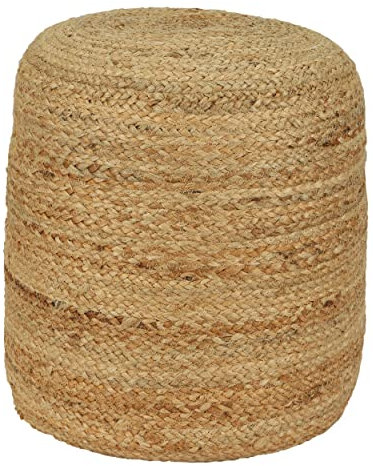 EGLO LIVING Hocker Mashike, natürlicher Sitzhocker im Boho Design, runder Couch Beistellhocker, Pouf handgefertigt aus Jute in Natur, Ø 40 cm