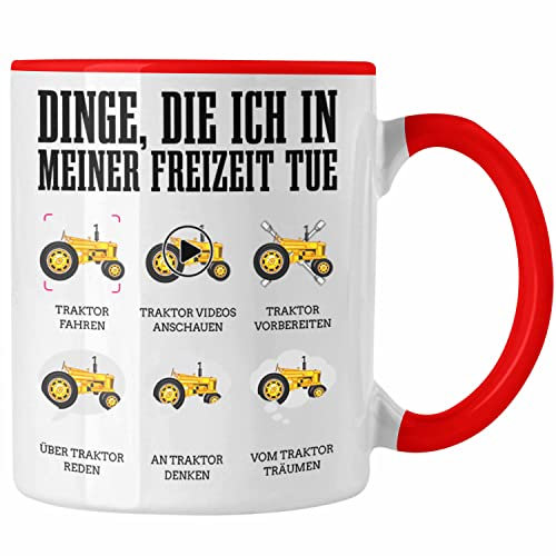 Trendation - Traktor Tasse Geschenk Bauer Landwirt Geschenkidee Traktor Fans (Rot)