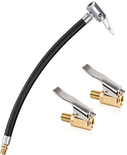 2 Stück Reifenfüller Schlauchadapter,24cm Reifenfüller Schlauch,Air Chuck Reifenfüllschlauch Autoventil Adapter für Fahrrad Motorrad Auto Kompressor