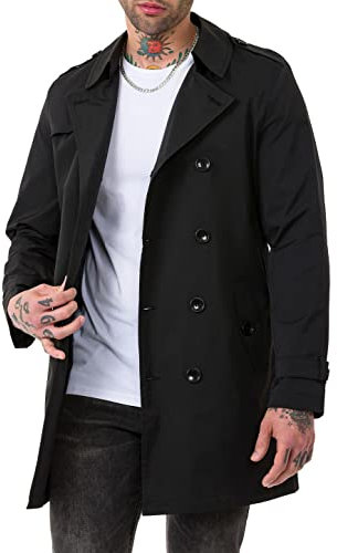 Redbridge Herren Mantel Trenchcoat Jacke Übergangsjacke Light Version Schwarz M