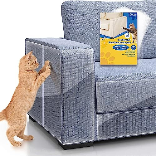 Uross 12 Stück Katze Kratzschutz, 8 Stück 43 x 30cm kratzschutz Sofa Katze, 4 Stück 43 x 15cm Katzen Kratzschutzfolie, Kratzfesten Schutzfolie für Sofa Wand Tür und Möbel, 50 Schrauben
