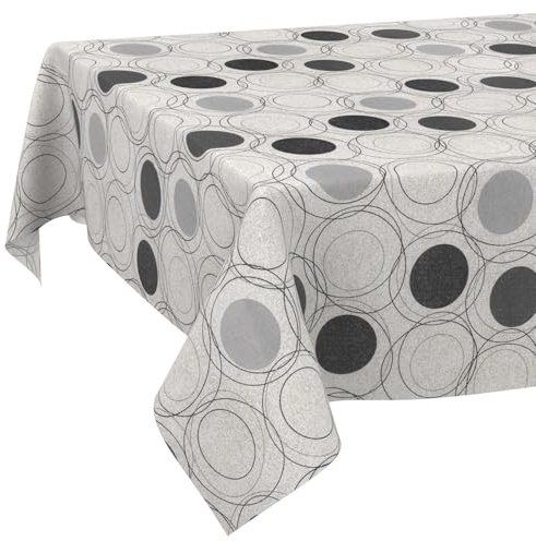 Tischdecke aus Stoff Textil abwaschbar Tischwäsche Tischtuch Baumwolle Polyester Circles Grey 160x100cm In-/Outdoor Tischdecke
