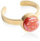 Goldring mit Stein in rot • Offener Edelstahlring • 18k vergoldeter Edelstahl & recyceltes Glas • nachhaltiger Halbedelstein-Look • größenverstellbar (min. Ø 16 mm)