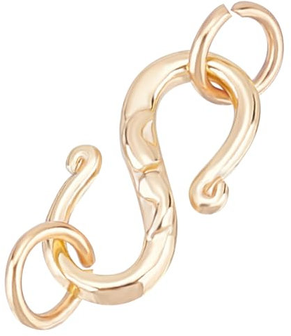 Beebeecraft 1 Scatola 20 Pezzi di Chiusure A Gancio Ottone Placcato Oro 18k Connettore da 13.5 mm con Fermaglio per Collana con 40 Pezzi di Anello di Salto per La Creazione di Gioielli Fai da Te