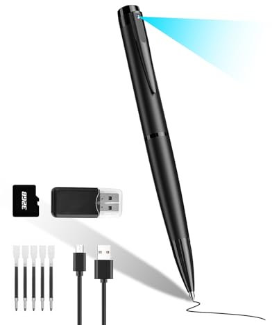 TAOZHI Hidden Camera Ultra HD 1080P Spy Camera Pen Portable Security Cam with 32GB SD Card Loop Recording or Photo Nanny Mini Cam for Indoor and Outdoor