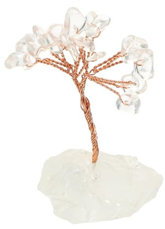 Geldbaumfigur Positiver Baum Natürlicher Baum Glück Kristallbaum Kristall-glücksbaum Kristall-Baum-Figur Tischdekoration Aus Baum Heilender Kristallbaum Yoga-Baum Weiß Kies Metall