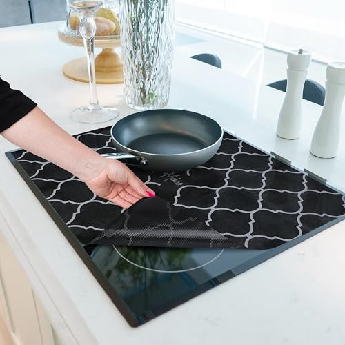 HomeMakers Induction Hob Protector Mat with Cooking Function | Large 61x53cm | Scratch and Spill Heat-Resistant Silicone Cooktop Cover | Non-Slip Surface | Easy-to-Clean Kitchen Mat(Arabesque)