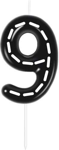 Yiran Birthday Number 9 Candle, Racing Happy Birthday Number 9 Cake Toppers,Black and White Stripe Racing Birthday Cake Decorations Toppers for Boys Kids Car Theme Birthday Party Supplies, YSLZ-SC9