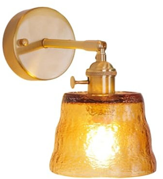 CRFASIBE Vintage Wandleuchte Innen Glas, E27 Gold Industrial Wandlampe, Flurlampe Wand Wandlicht für Schlafzimmer Wohnzimmer Küche Korridor Esszimmer