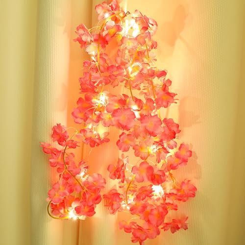 JOFONY LED Lichterkette Blumen,Rosa LED Lichterkette Kirschblüten,2M 20LEDs Lichterkette Batterie,Lichterkette Frühling Deko für Festival,Party,Valentinstag Hochzeit