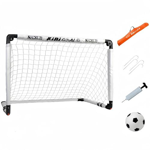 KiBiGOAL Mini Fußball Kleines Fussballtor Set, Klappbar Fußballtor 90x60cm + 15cm Mini Fussball Set, Kinder Fussball Spielzeug für Indoor und Garten, Kleines Fußball Spielzeug Geschenk für Kinder