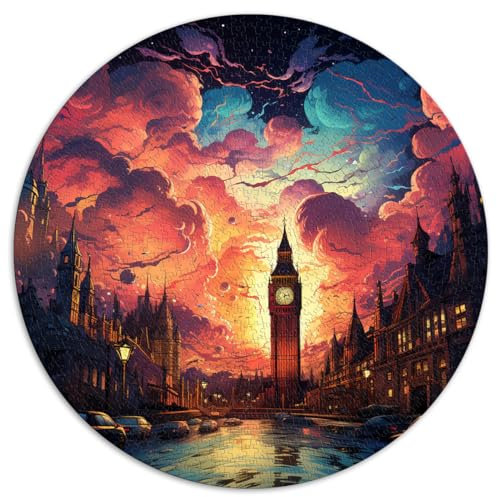 1000-teiliges Puzzle, London Retro-Rundpuzzle, für Teenager und Erwachsene, Papppuzzle, Lernspiel, Herausforderungsspielzeug. Größe: 67,5 x 67,5 cm
