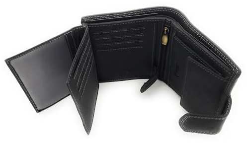 Lemasi echt Büffel Voll-Leder Geldbörse Portemonnaie Geldbeutel mit RFID Schutz schwarz, Innenriegel, Außenriegel, Sichtfächer, top Ausstattung