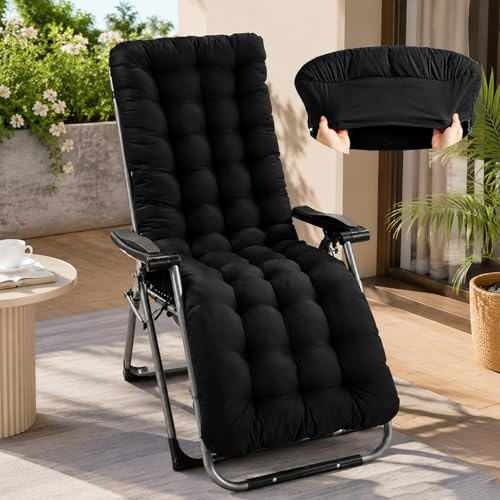 UMAIL Sun Lounger Cushions 10cm/12cm Thick Garden Chair Cushion Sunbed Cushion Soft Recliner Cushion with Non-Slip Top Cover for Garden Indoor Outdoor