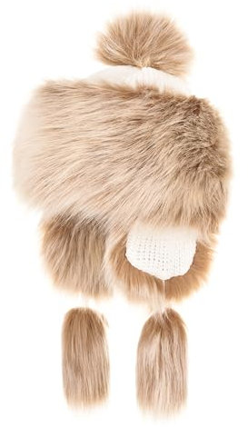 Futrzane Classic Mütze mit Ohrenklappen - Fliegermütze Damen - Russische Hut (S, Hellbraun Classic)