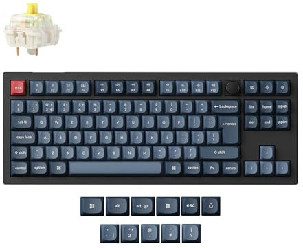 Keychron V3 Max Wireless Custom Knob Mechanical Keyboard, Programmable 80% Layout Bluetooth 5.1/2.4 GHz/Wired with RGB Hot-swappable Gateron Jupiter Banana Switch for Mac Win Linux - UK Layout