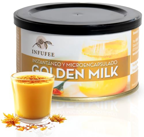 Golden Milk en Polvo 125g – Infusión de Leche Dorada con Cúrcuma, Jengibre y Pimienta Negra Microencapsulado, Bebida Antioxidante y Antiinflamatorio Natural para Energía y Digestión, sin Teína