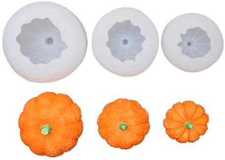 Moule En Silicone Citrouille, 3 Pièces Ornements De Citrouille Sculptés, Moules À Bougies Citrouille D'Halloween, Moules De Moulage En Résine Époxy Citrouille, Décoration D'Halloween