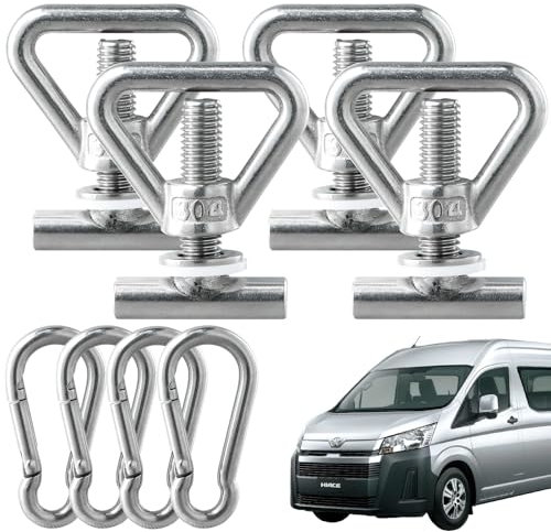 Focenat 4er Set Zurrösen für Sichere Ladungssicherung, Schrauben zur Ladungssicherung Schiene, Zurrschrauben, Zubehör Kompatibel mit VW T5, T6, T6.1 California Multivan