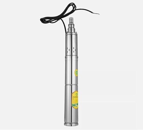 WOLEGM 24V 370W Tiefbrunnenpumpe, Wasserpumpe mit Fördermenge 2000 l/h Eintauchtiefe max 40 m IP68 für Pumpe für Wasserentnahme aus Tiefbrunnen, Silber