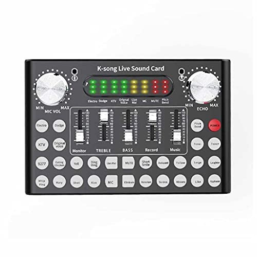 MRKU Professional Mixer DJ Live Equipment Sound Card Microphone Set Perfect for,Video Conference,Gaming
