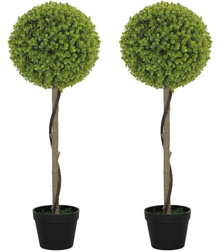 HOMCOM Set di 2 eucalipti artificiali, pianta d'appartamento da 90 cm, pianta artificiale in vaso, grandi piante decorative per casa, ufficio, corridoio, giardino, verde