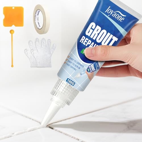 2 Pack Grout Filler, Fast Drying and Waterproof White Grout Squeeze Tube for Bathroom and Kitchen Tile Joints Line, Safe Guarantee Grout Pen(200g) (White, 100g)