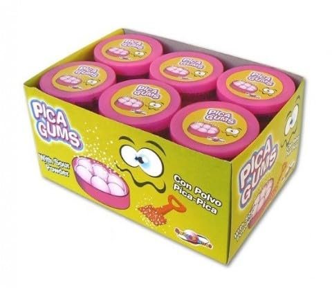 Chicles con Pica Pica Pica Gums Estuche de 24 unidades (Caja, Fresa)