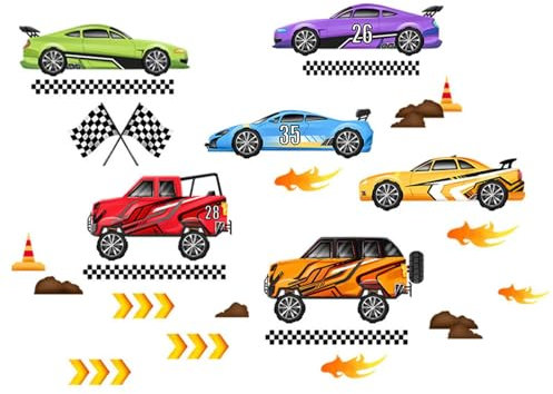 1 Stück Rennwandaufkleber, Kinderzimmerdekorationen, Cartoon -Auto -Wandaufkleber, Kreative Wandaufkleber, Home Dekorationsaufkleber.