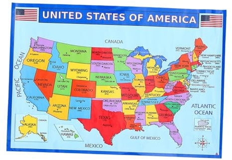 Großes Amerika Kartenposter für Wand, 2 Stück UV Papier