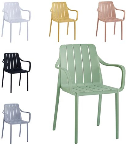 VORTIVO Silla de jardín apilable – Silla de Exterior Color Verde, Resistente a la Intemperie y a los Rayos UV, soporta hasta 200 kg – Ideal para balcón, terraza y Comedor