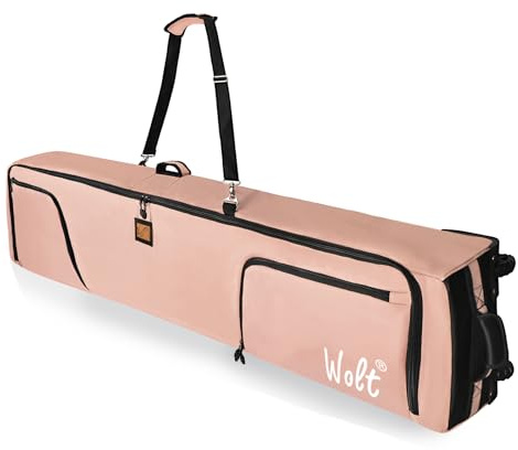 WOLT Snowboardtasche mit Rollen, gepolsterte Skitaschen für Flugreisen, passend für Doppelpaar Ski bis 190 cm